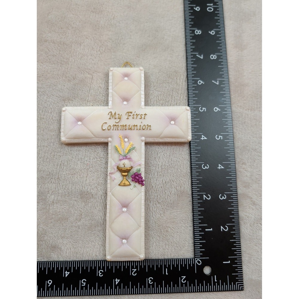 Roman Inc My First Communion Wall Cross Ivory Tufted Chalice 6.5 Inch 42932 - Picture 7 of 7
